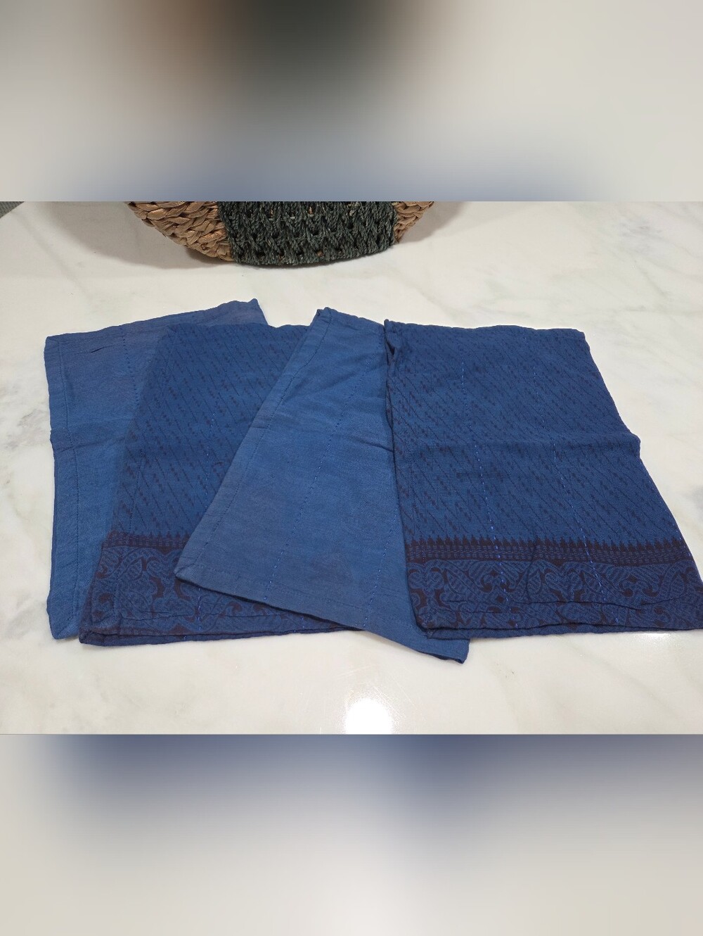 Handsewn Overdyed Artisan Placemat Set - Classic Blue, 4 Count